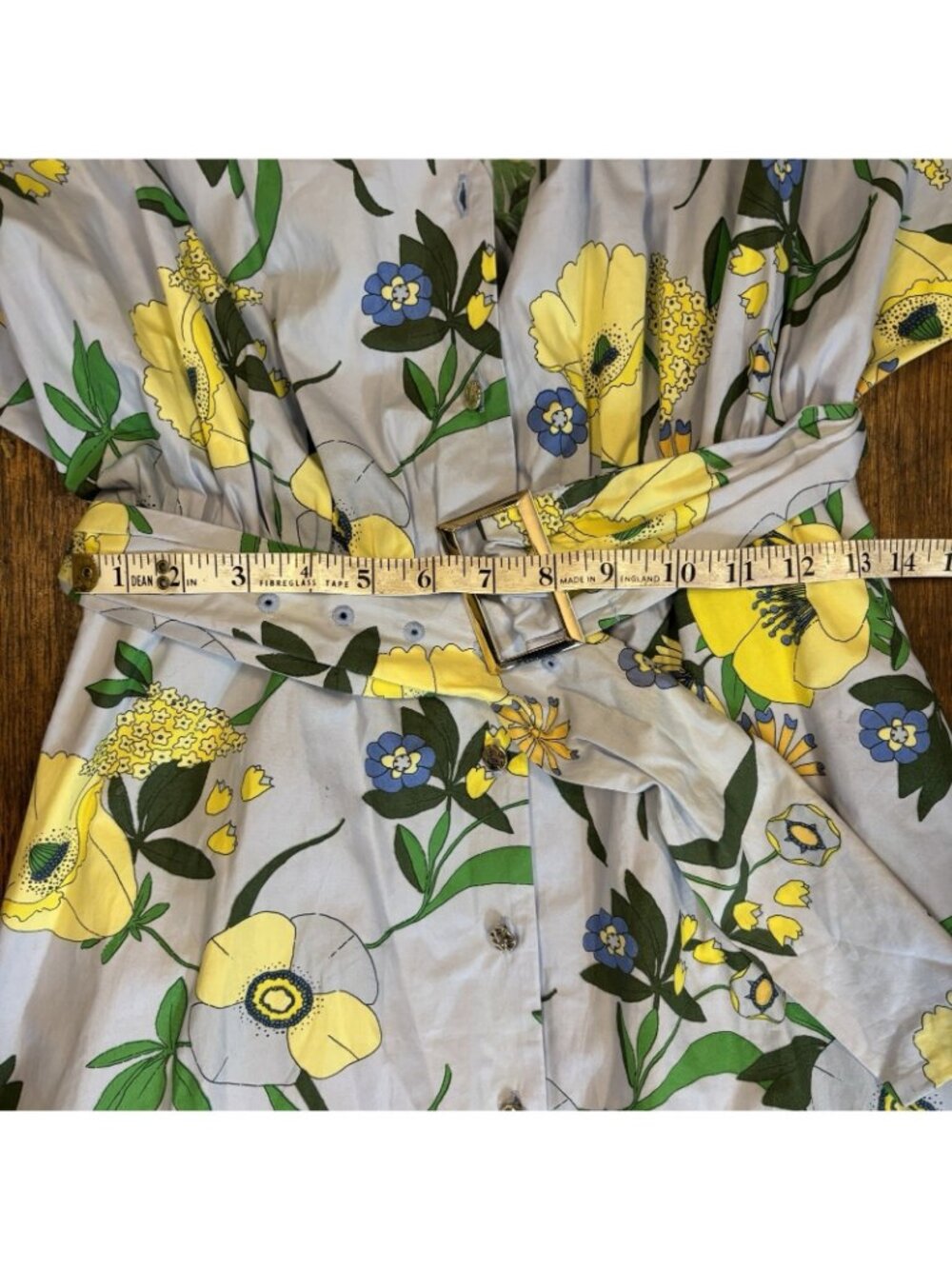 INC Mabel Poplin Belted Midi Dress Sz S Blue/Multicolor Floral Bouquet Spring - Picture 11 of 12